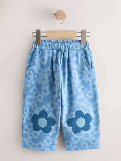Blue Flower Embellished Barrel Trousers (3mths-7yrs) - Size 3-6 Months (62-68cm)