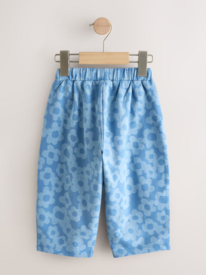 Blue Flower Embellished Barrel Trousers (3mths-7yrs) - Size 3-6 Months (62-68cm)