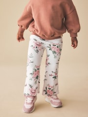 Ecru White Floral Rib Flare Leggings (3mths-7yrs) - Size 3-6 Months (62-68cm)