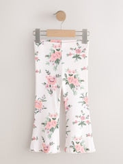 Ecru White Floral Rib Flare Leggings (3mths-7yrs) - Size 3-6 Months (62-68cm)