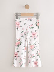 Ecru White Floral Rib Flare Leggings (3mths-7yrs) - Size 3-6 Months (62-68cm)