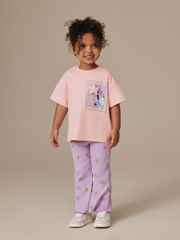 Pink Bluey Short Sleeve T-Shirt and Flare Set (3mths-7yrs) - Size 3-6 Months (62-68cm)