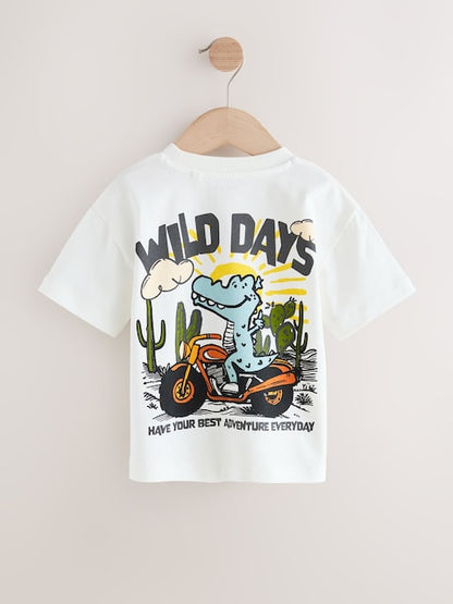 White Dinosaur Oversized Short Sleeve Back Print T-Shirt (3mths-7yrs) - Size 3-6 Months (62-68cm)