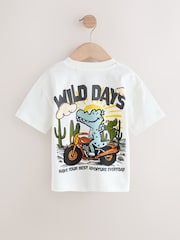 White Dinosaur Oversized Short Sleeve Back Print T-Shirt (3mths-7yrs) - Size 3-6 Months (62-68cm)
