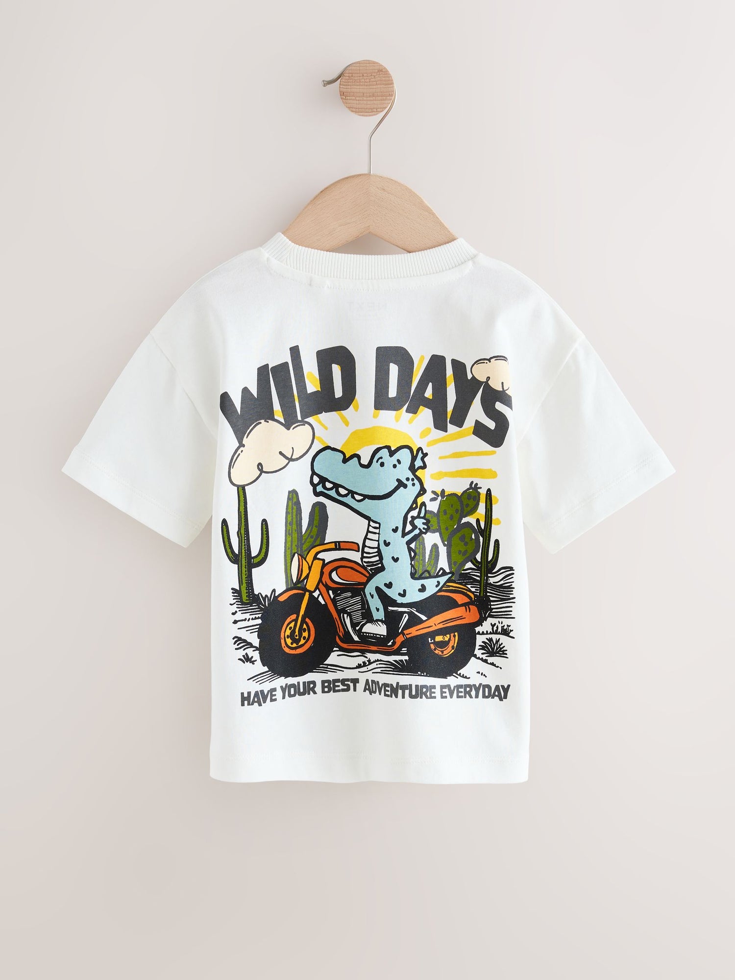White Dinosaur Oversized Short Sleeve Back Print T-Shirt (3mths-7yrs) - Size 3-6 Months (62-68cm)