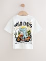 White Dinosaur Oversized Short Sleeve Back Print T-Shirt (3mths-7yrs) - Size 3-6 Months (62-68cm)