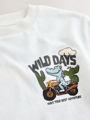 White Dinosaur Oversized Short Sleeve Back Print T-Shirt (3mths-7yrs) - Size 3-6 Months (62-68cm)
