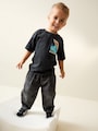 Black Acid Wash Surf Club Oversized Short Sleeve Back Print T-Shirt (3mths-7yrs) - Size 3-6 Months (62-68cm)