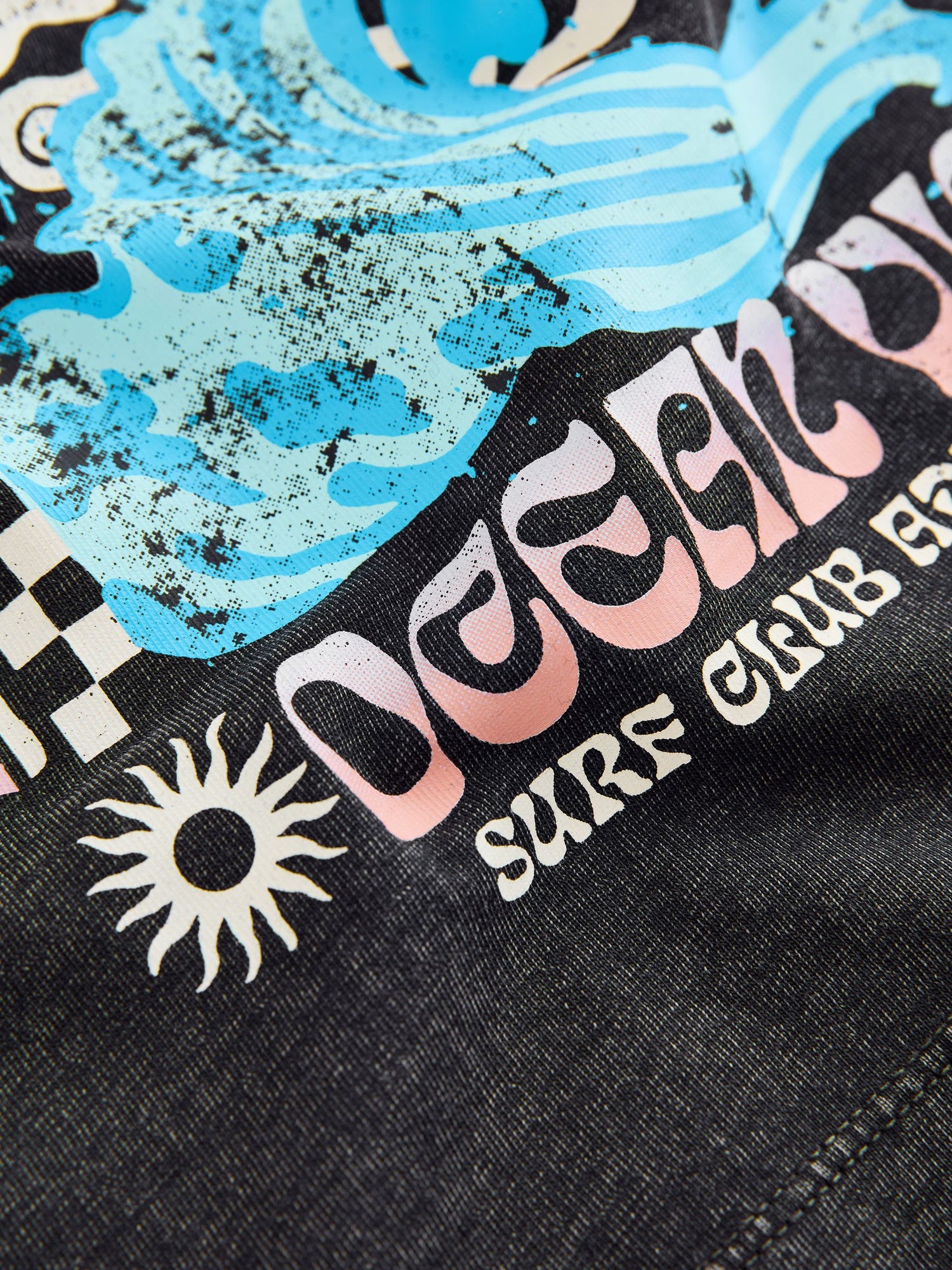Black Acid Wash Surf Club Oversized Short Sleeve Back Print T-Shirt (3mths-7yrs) - Size 3-6 Months (62-68cm)
