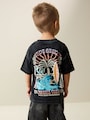 Black Acid Wash Surf Club Oversized Short Sleeve Back Print T-Shirt (3mths-7yrs) - Size 3-6 Months (62-68cm)