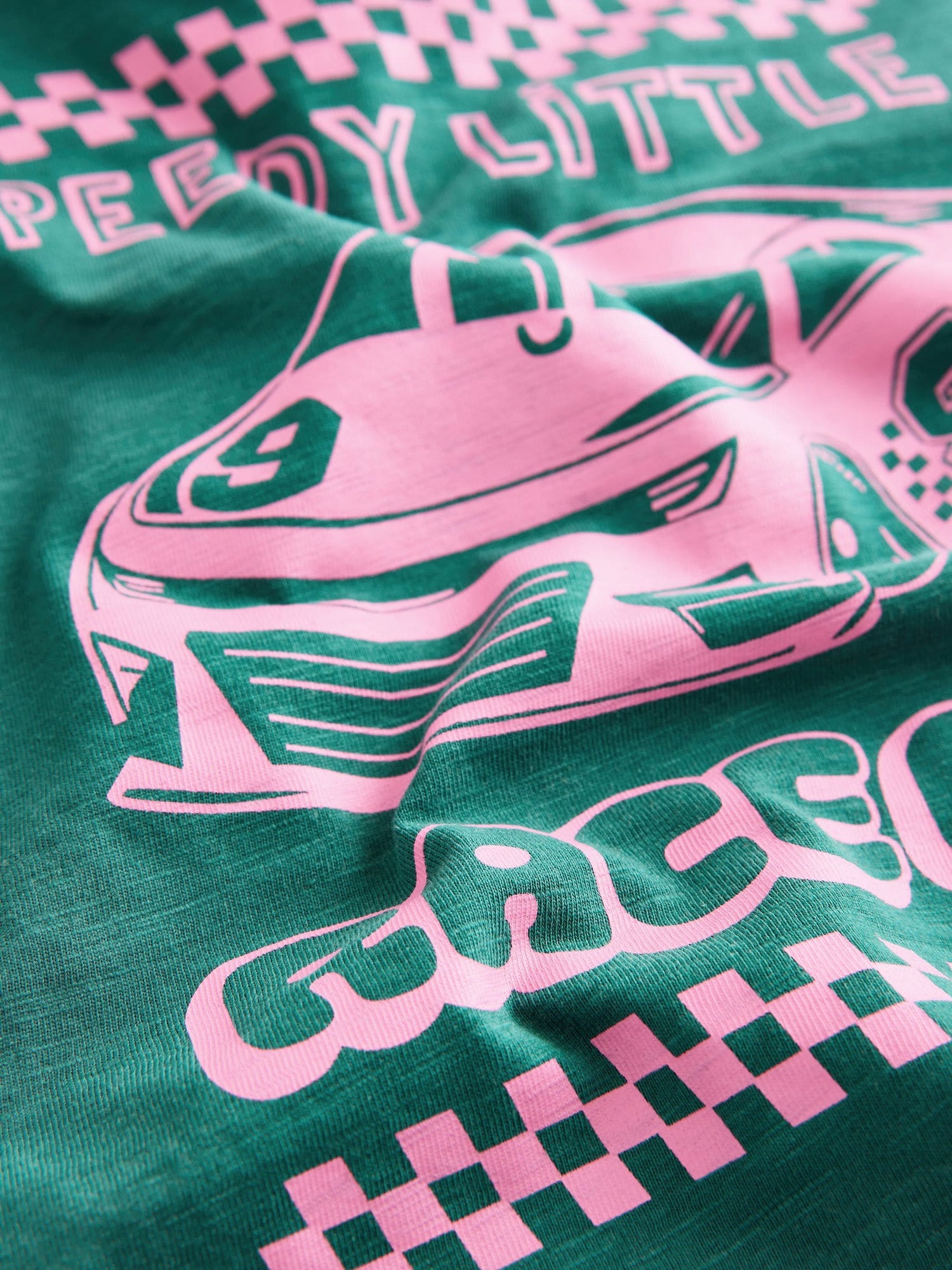Green/Pink Race Car Short Sleeve Back Print T-Shirt (3mths-7yrs) - Size 3-6 Months (62-68cm)