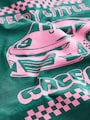 Green/Pink Race Car Short Sleeve Back Print T-Shirt (3mths-7yrs) - Size 3-6 Months (62-68cm)