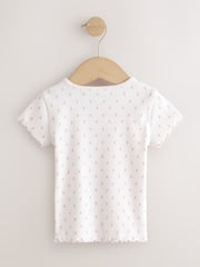 Pink Ribbed Short Sleeve Tops 5 Pack (3mths-7yrs) - Size 3-6 Months (62-68cm)