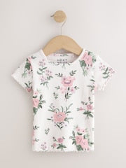 Pink Ribbed Short Sleeve Tops 5 Pack (3mths-7yrs) - Size 3-6 Months (62-68cm)