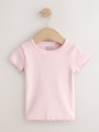 Pink Ribbed Short Sleeve Tops 5 Pack (3mths-7yrs) - Size 3-6 Months (62-68cm)