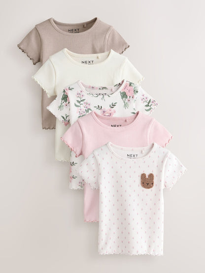 Pink Short Sleeve T-Shirts 5 Pack (3mths-7yrs)