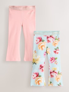 River Island Pink Ribbed Floral Kickflare Leggings 2 Pack - Size 12-18 Months (80-86cm)