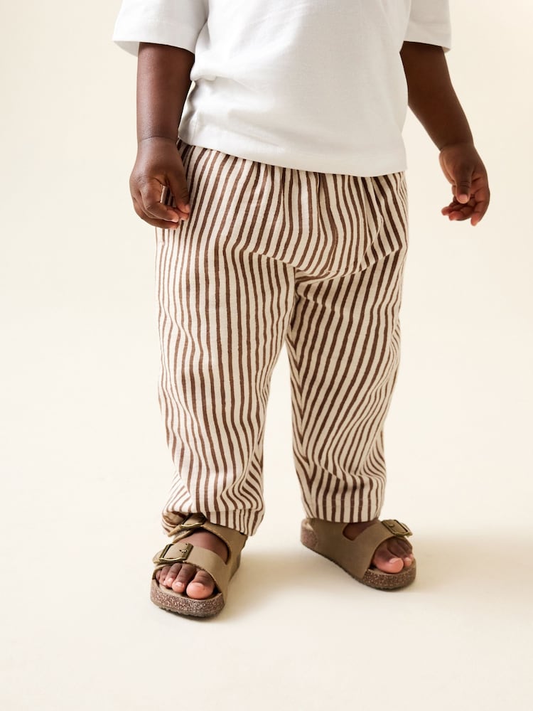 Brown & Ecru Crepe Stripe Joggers (3mths-7yrs)