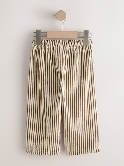 Brown &amp; Ecru Stripe Textured Lightweight Joggers (3mths-7yrs) - Size 3-6 Months (62-68cm)