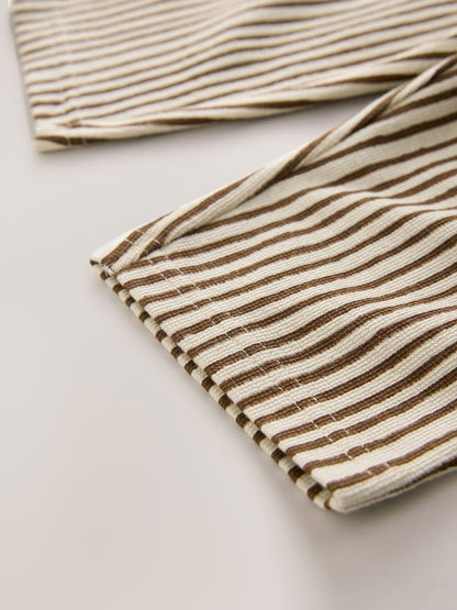 Brown &amp; Ecru Stripe Textured Lightweight Joggers (3mths-7yrs) - Size 3-6 Months (62-68cm)