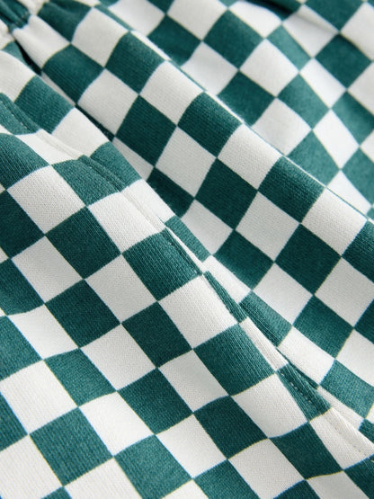 Green/White Checkerboard Single Wide Leg Jersey Joggers (3mths-7yrs) - Size 3-6 Months (62-68cm)