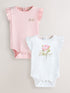 Baker by Ted Baker 2 Pack White/Pink Frill Bodysuits