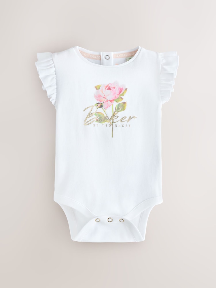 Baker by Ted Baker 2 Pack White/Pink Frill Bodysuits