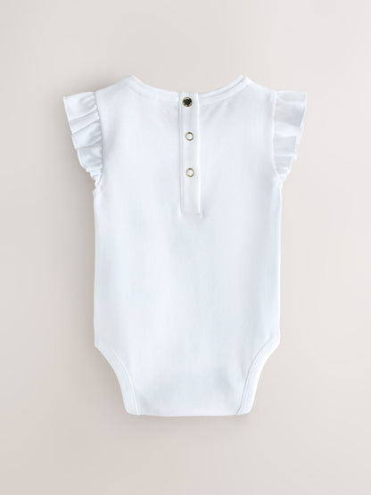 Baker by Ted Baker 2 Pack White/Pink Frill Bodysuits