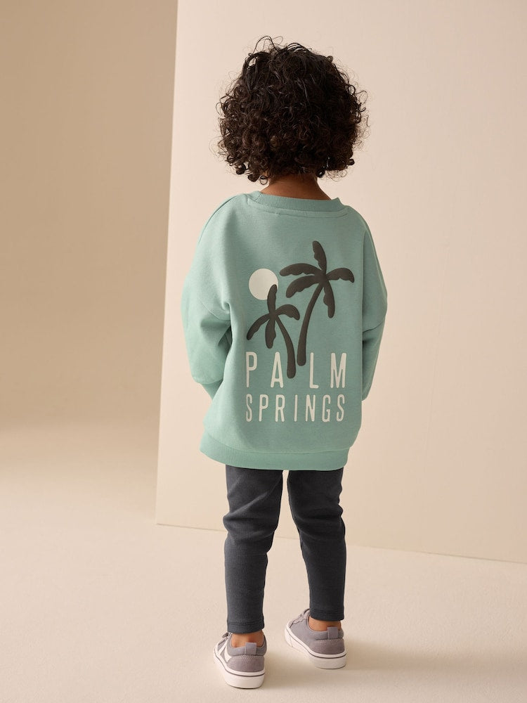 Sage Green Crew Neck Sweatshirt and Leggings Set (3mths-7yrs)