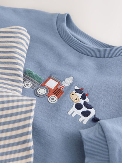 Mid Blue Crew Neck Sweatshirt and Leggings Set (3mths-7yrs)