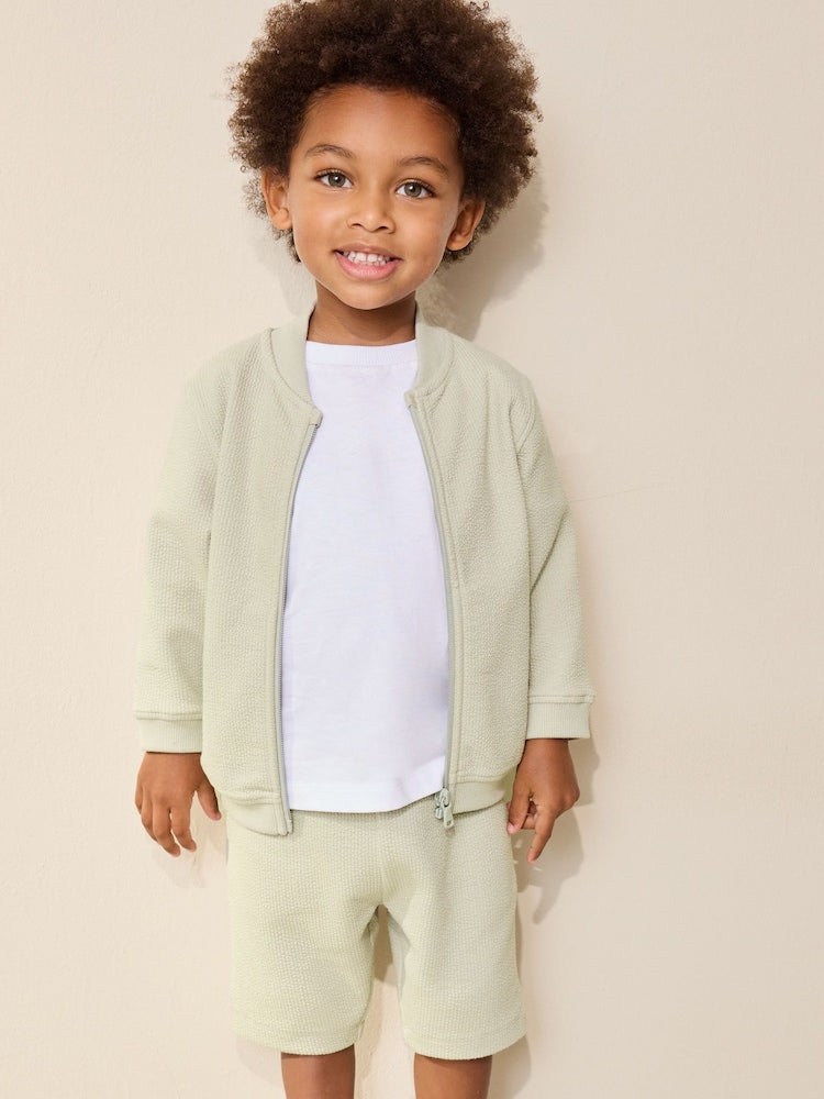 Sage Green Jersey Bomber and Shorts Set (3mths-7yrs) - Sage Green / 12-18 Months (80-86cm)