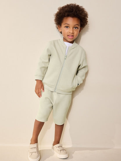 Sage Green Jersey Bomber and Shorts Set (3mths-7yrs)