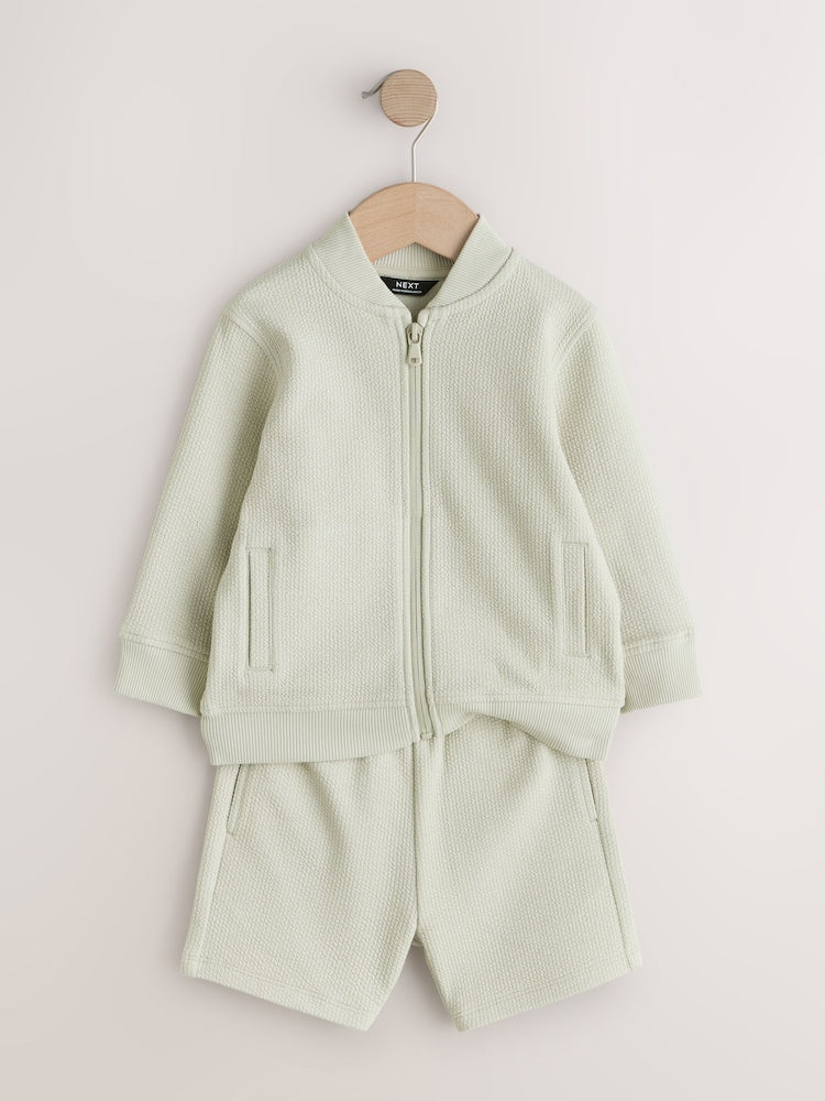 Sage Green Jersey Bomber and Shorts Set (3mths-7yrs)