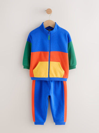 Green/Blue Colour Block Full Zip Sweat and Joggers Set (3mths-7yrs)