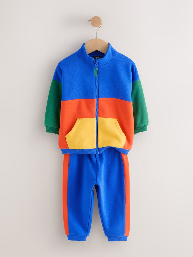 Green/Blue Colour Block Full Zip Sweat and Joggers Set (3mths-7yrs)