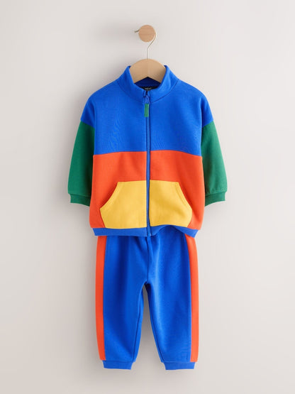 Green/Blue Colour Block Full Zip Sweat and Joggers Set (3mths-7yrs)