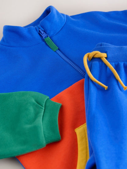 Green/Blue Colour Block Full Zip Sweat and Joggers Set (3mths-7yrs)