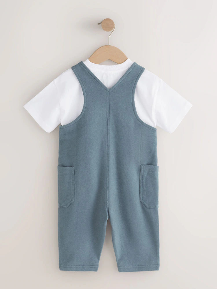 Blue Dungarees and T-Shirt Set (3mths-7yrs)