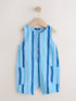 Blue Striped Textured Cotton Romper (3mths-7yrs) - Blue Striped / 12-18 Months (80-86cm)