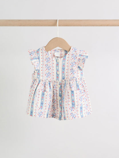 White Strawberry Baby Woven Top and Trousers Set 2 Piece (0mths-2yrs) - Size Up to 1 Month (56cm)
