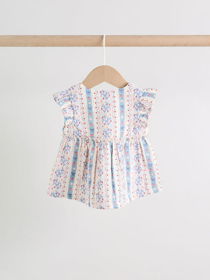 White Strawberry Baby Woven Top and Trousers Set 2 Piece (0mths-2yrs) - Size Up to 1 Month (56cm)
