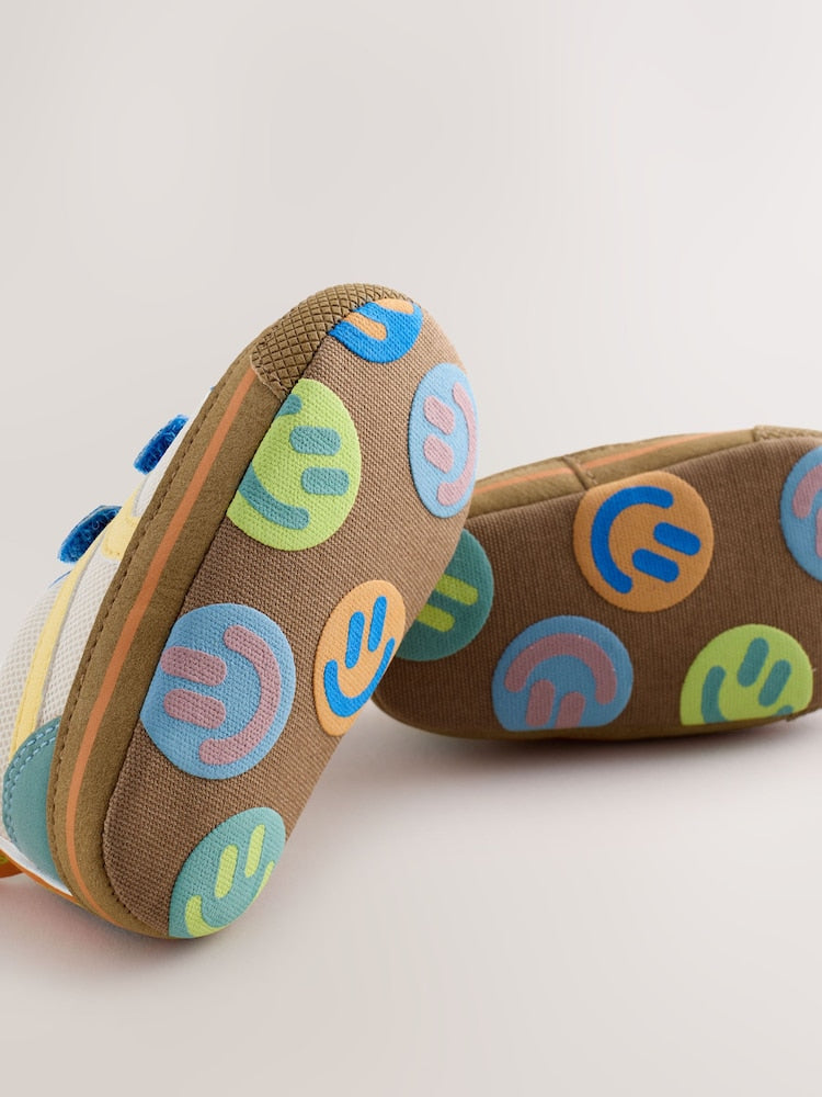 Blue Colourblock Touch Fastening Baby Trainers (0-2mths)