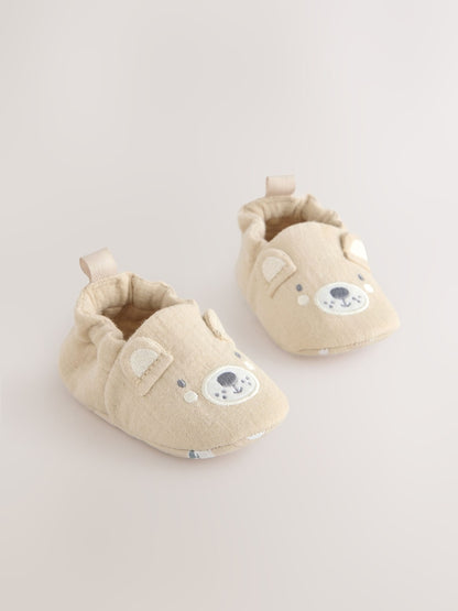 Neutral Bear Slip-On Baby Shoes (0-18mths) - Size Up To 3 Months (50 - 62cm) - Neutral Bear