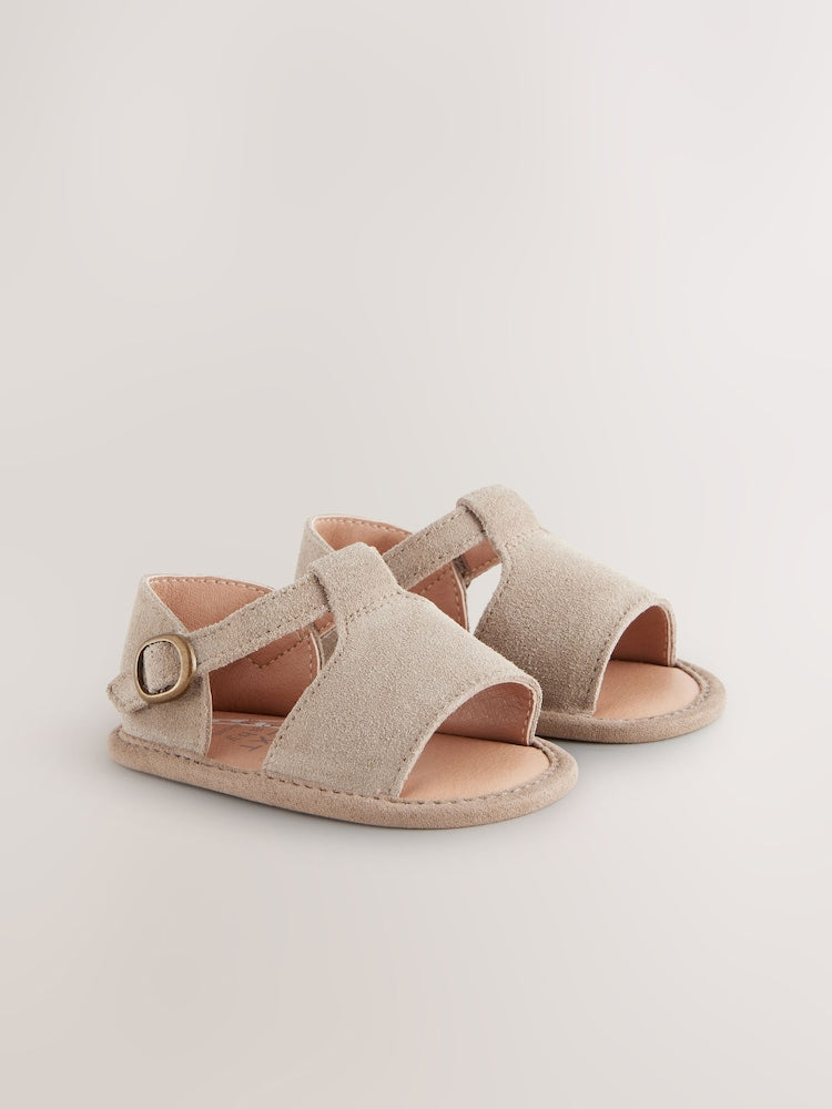 Neutral Leather Baby Sandals (0-2mths) - Size Up To 3 Months (50 - 62cm) - Neutral