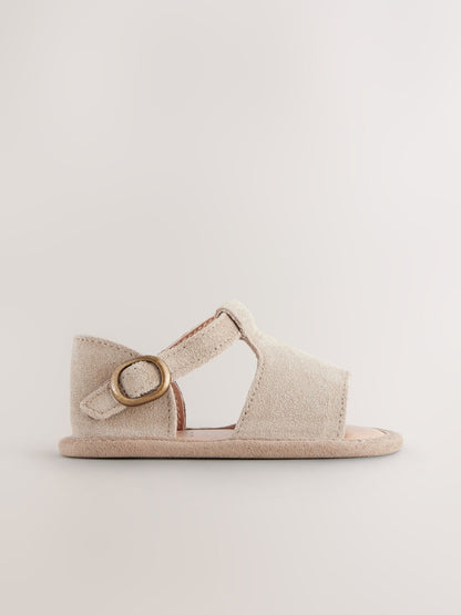 Neutral Leather Baby Sandals (0-2mths) - Size Up To 3 Months (50 - 62cm)