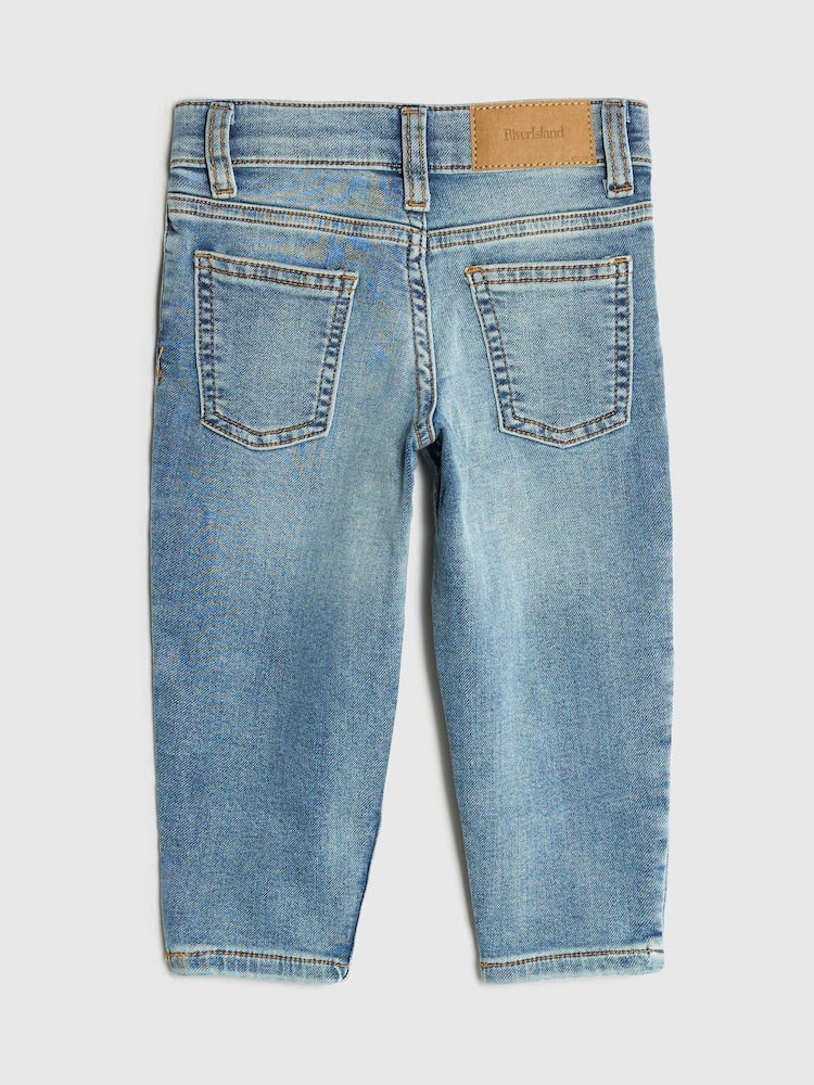 River Island Blue Tapered Fit Boys Stretch Jeans
