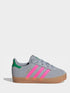 adidas Originals Grey/Pink Gazelle Comfort Closure Elastic Laces Infant Trainers