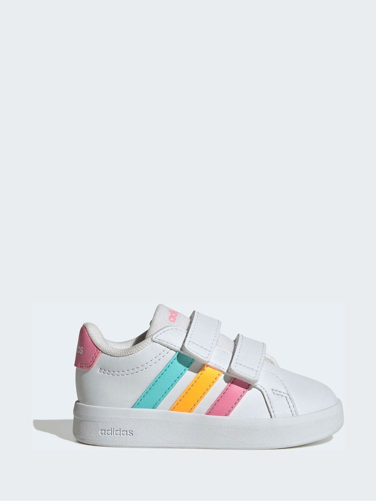 adidas White/Multi Grand Court 3.0 Infant Trainers