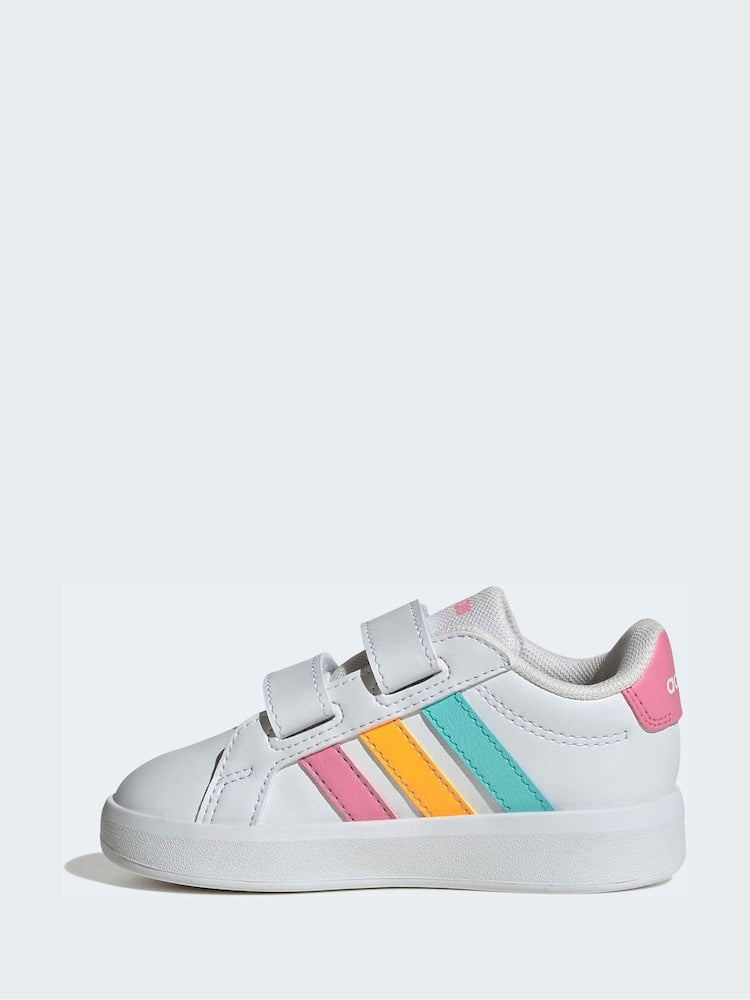 adidas White/Multi Grand Court 3.0 Infant Trainers