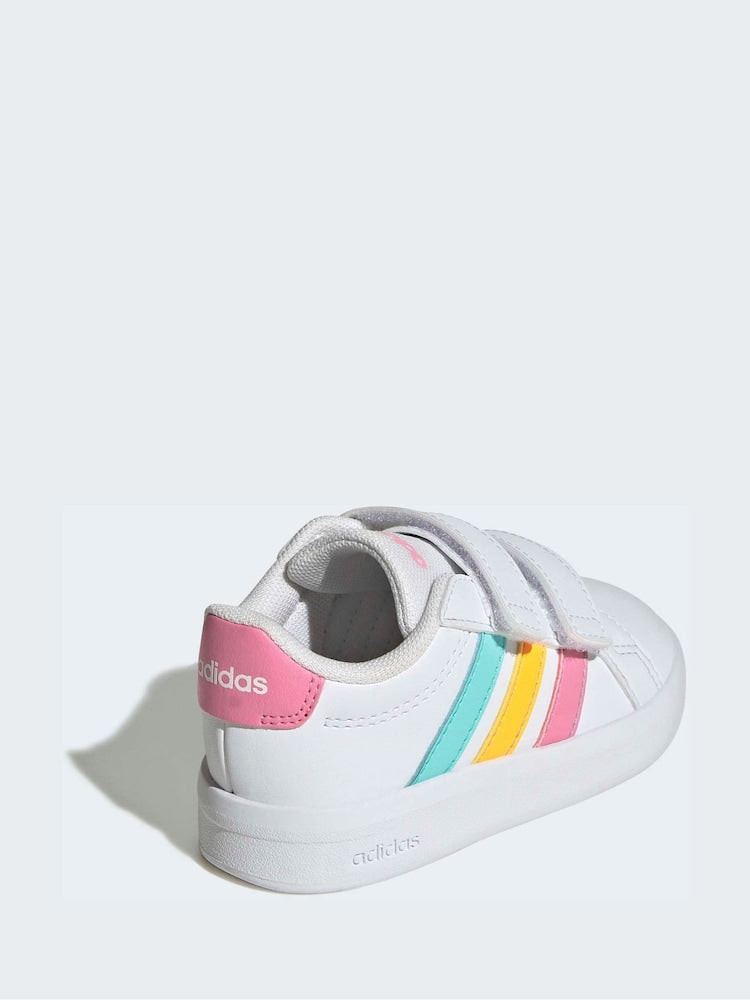 adidas White/Multi Grand Court 3.0 Infant Trainers